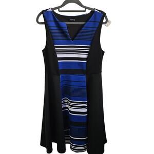 Women's Black and Blue Striped Dress